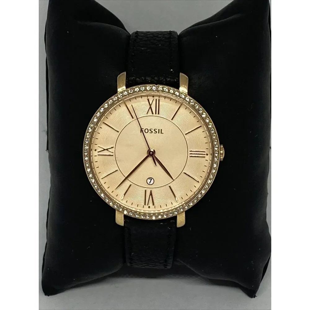 Fossil ES3546 Women's Black Leather Analog Dial Quartz Genuine Watch QB482